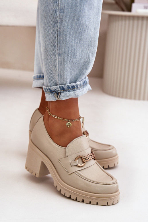 Zazoo 20175 batai Moteriškas su kulniukais natūralios odos dramblio kaulo spalvos