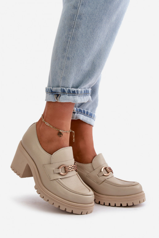 Zazoo 20175 batai Moteriškas su kulniukais natūralios odos dramblio kaulo spalvos