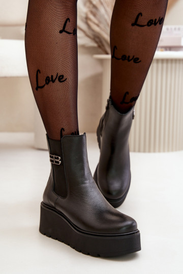 Zazoo 60498 Moteriški aulinukai Chelsea batai su platforma I Koturnie juodos spalvos 2