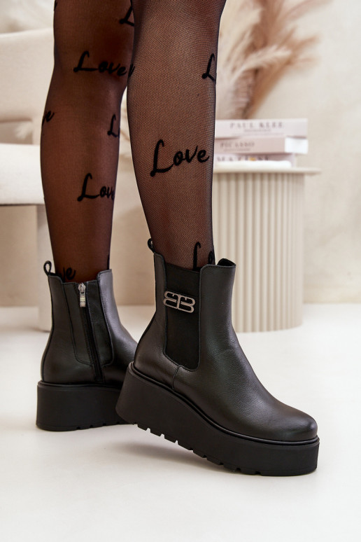 Zazoo 60498 Moteriški aulinukai Chelsea batai su platforma I Koturnie juodos spalvos