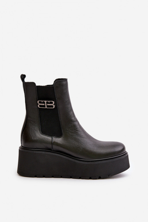 Zazoo 60498 Moteriški aulinukai Chelsea batai su platforma I Koturnie juodos spalvos