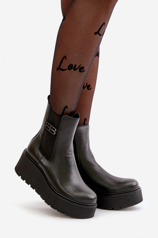 Zazoo 60498 Moteriški aulinukai Chelsea batai su platforma I Koturnie juodos spalvos