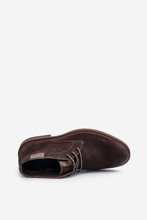 Zomšiniai batai Vyriški su raišteliais Big Star OO174145 tamsiai rudos spalvos