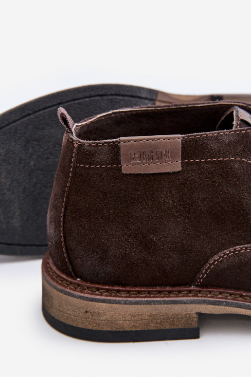Zomšiniai batai Vyriški su raišteliais Big Star OO174145 tamsiai rudos spalvos