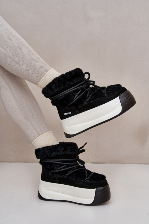 Oda sniego batai Moteriškas Ant storo pado su kailiuku Big Star OO274A206 juodos spalvos