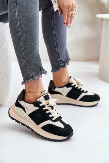 pašiltinti Sneakers modelio batai Moteriškas Oda Big Star OO274A318 HI-POLY SYSTEM juodos spalvos