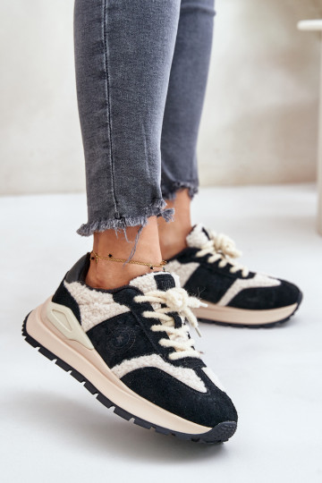 pašiltinti Sneakers modelio batai Moteriškas Oda Big Star OO274A318 HI-POLY SYSTEM juodos spalvos 2