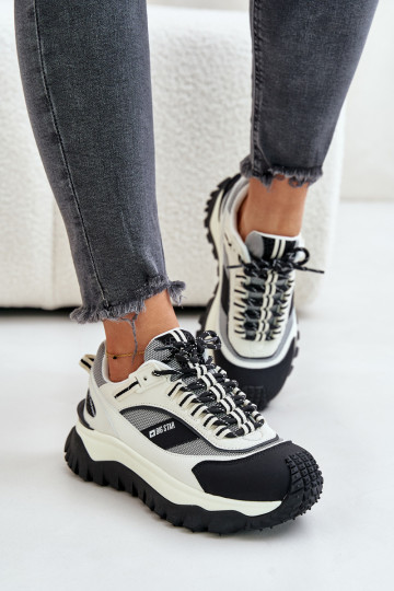 Oda Sneakers modelio batai Moteriškas su platforma Big Star OO274A220 HI-POLY SYSTEM Baltos-juodos spalvos