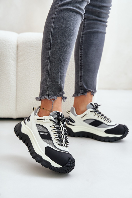 Oda Sneakers modelio batai Moteriškas su platforma Big Star OO274A220 HI-POLY SYSTEM Baltos-juodos spalvos