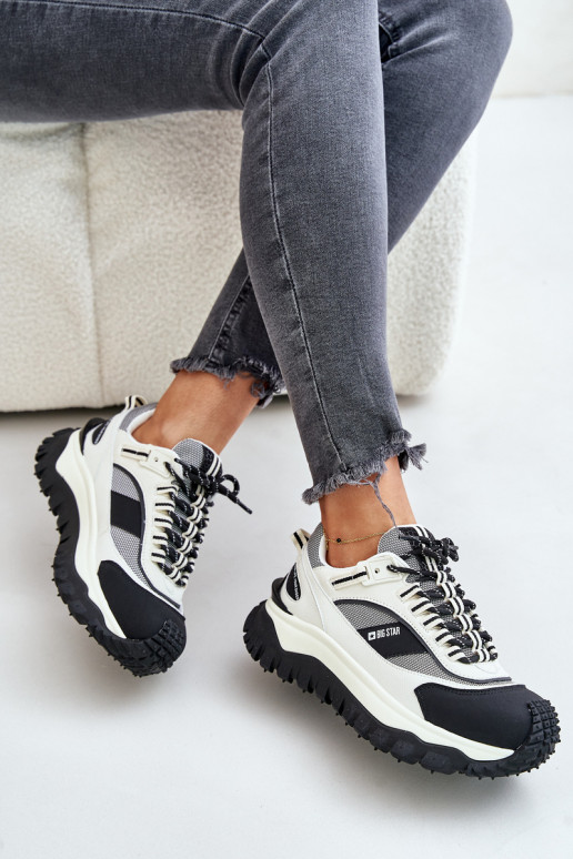 Oda Sneakers modelio batai Moteriškas su platforma Big Star OO274A220 HI-POLY SYSTEM Baltos-juodos spalvos