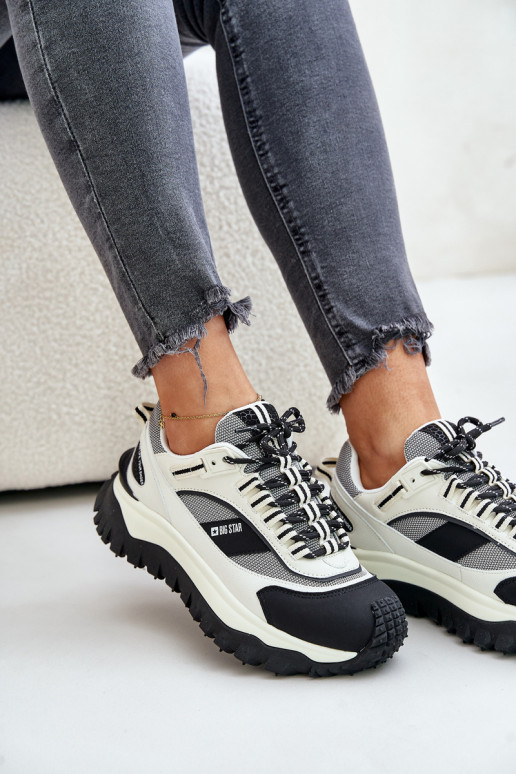 Oda Sneakers modelio batai Moteriškas su platforma Big Star OO274A220 HI-POLY SYSTEM Baltos-juodos spalvos