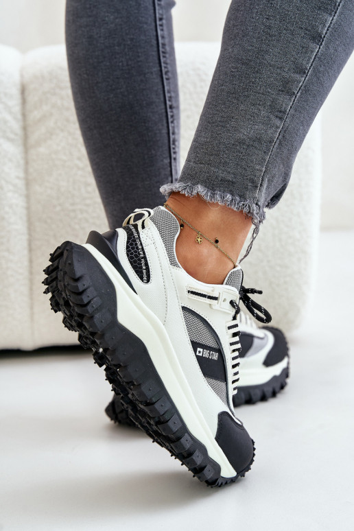 Oda Sneakers modelio batai Moteriškas su platforma Big Star OO274A220 HI-POLY SYSTEM Baltos-juodos spalvos