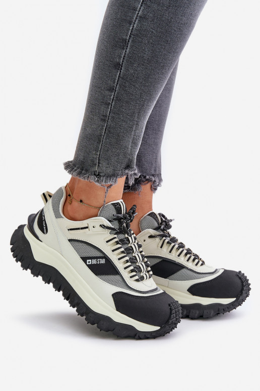 Oda Sneakers modelio batai Moteriškas su platforma Big Star OO274A220 HI-POLY SYSTEM Baltos-juodos spalvos