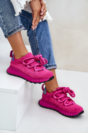 iš zomšos Sneakers modelio batai MoteriškassuGrubym Suvarstymasm Artiker 54C1461 rožinės spalvos