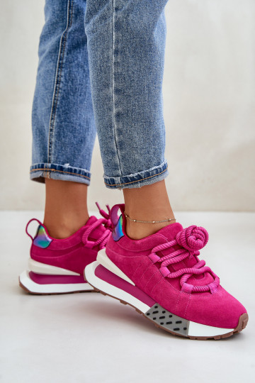 iš zomšos Sneakers modelio batai Moteriškas su platformasuGrubym Suvarstymasm Artiker 55C0086 rožinės spalvos