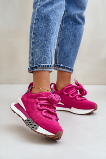 iš zomšos Sneakers modelio batai Moteriškas su platformasuGrubym Suvarstymasm Artiker 55C0086 rožinės spalvos 2
