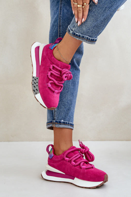 iš zomšos Sneakers modelio batai Moteriškas su platformasuGrubym Suvarstymasm Artiker 55C0086 rožinės spalvos iš zomšos Sneakers modelio batai Moteriškas su platformasuGrubym Suvarstymasm Artiker 55C0086 rožinės spalvos