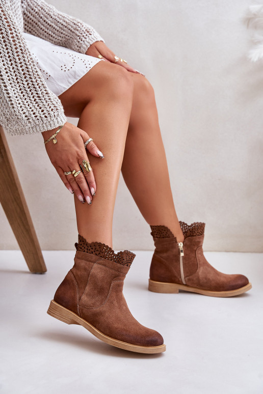 žemakulniai batai moterims su plačiais kulniukais iš zomšos LeĮskis 3624 rudos spalvos žemakulniai batai moterims su plačiais kulniukais iš zomšos LeĮskis 3624 rudos spalvos