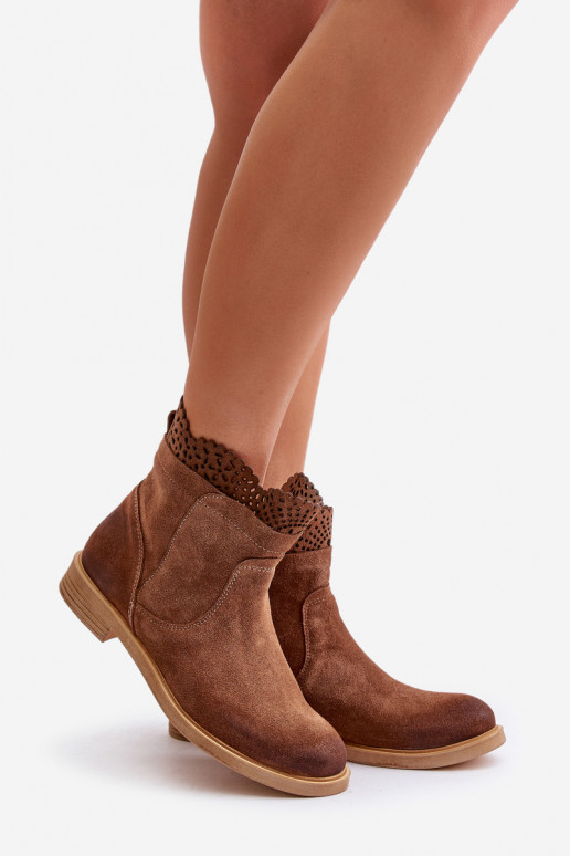 žemakulniai batai moterims su plačiais kulniukais iš zomšos LeĮskis 3624 rudos spalvos žemakulniai batai moterims su plačiais kulniukais iš zomšos LeĮskis 3624 rudos spalvos