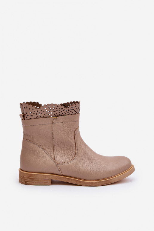 žemakulniai batai moterims su plačiais kulniukais Oda LeĮskis 3624 smėlio spalvos