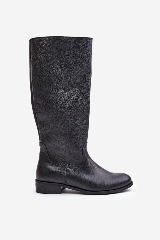 Oda moteriški ilgaauliai batai Blauzdos vidurys Į Pilį LeĮskis 3616 juodos spalvos Oda moteriški ilgaauliai batai Blauzdos vidurys Į Pilį LeĮskis 3616 juodos spalvos