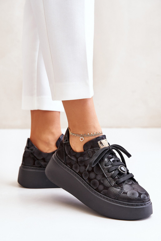 Oda sportiniai bateliai su platforma Tai turiciejka 06191-42 juodos spalvos Oda sportiniai bateliai su platforma Tai turiciejka 06191-42 juodos spalvos