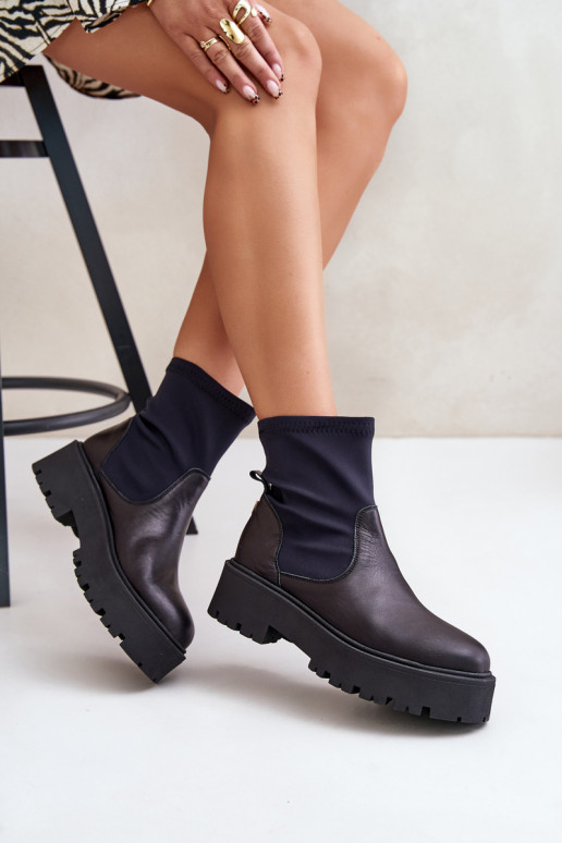 Zazoo 2947 Įsispiriamo modelio Moteriški aulinukai Pagaminta iš natūralios odos juodos spalvos Zazoo 2947 Įsispiriamo modelio Moteriški aulinukai Pagaminta iš natūralios odos juodos spalvos