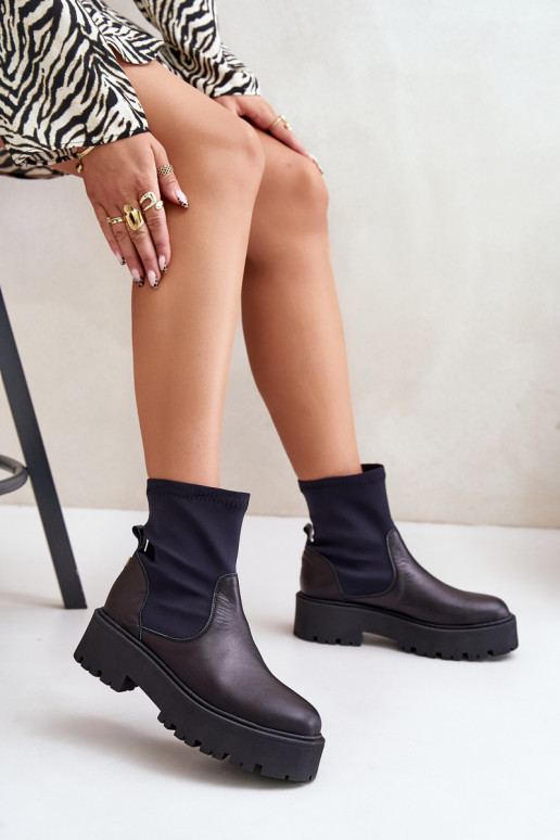 Zazoo 2947 Įsispiriamo modelio Moteriški aulinukai Pagaminta iš natūralios odos juodos spalvos Zazoo 2947 Įsispiriamo modelio Moteriški aulinukai Pagaminta iš natūralios odos juodos spalvos