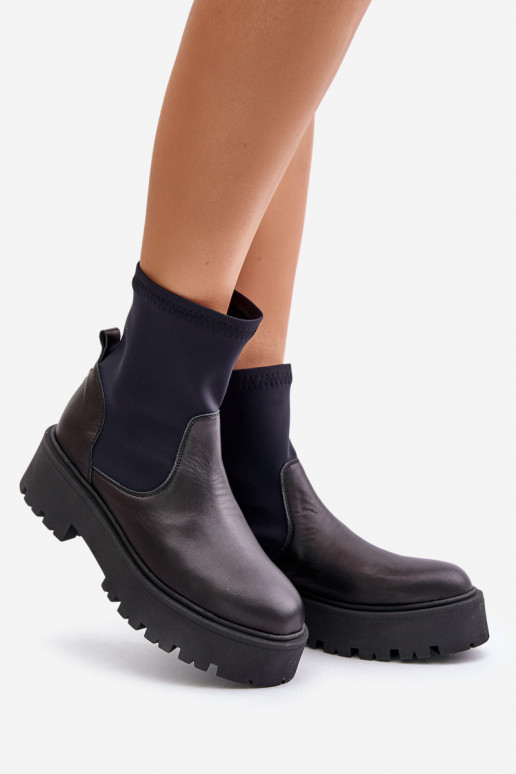 Zazoo 2947 Įsispiriamo modelio Moteriški aulinukai Pagaminta iš natūralios odos juodos spalvos Zazoo 2947 Įsispiriamo modelio Moteriški aulinukai Pagaminta iš natūralios odos juodos spalvos