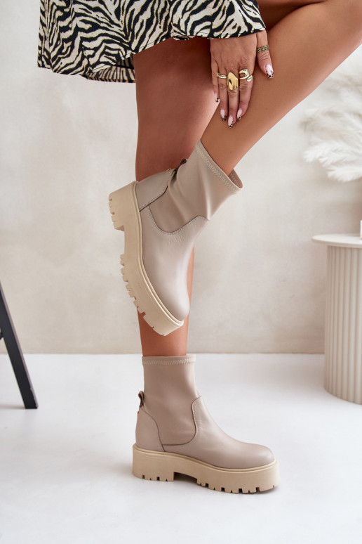 Zazoo 2947 Įsispiriamo modelio Moteriški aulinukai Pagaminta iš natūralios odos smėlio spalvos Zazoo 2947 Įsispiriamo modelio Moteriški aulinukai Pagaminta iš natūralios odos smėlio spalvos