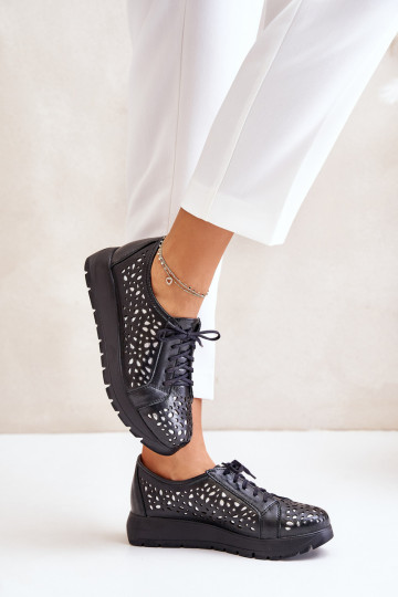 Zazoo 2973 Oda batai su platforma su ažūro elementais juodos spalvos 2