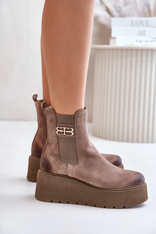 Zazoo 60498 Moteriškas iš zomšos stilingi aulinukai su platforma I Koturnie smėlio spalvos Zazoo 60498 Moteriškas iš zomšos stilingi aulinukai su platforma I Koturnie smėlio spalvos