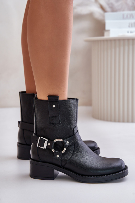 Zazoo 60480 Oda Aulinukai Ant žemo kulno pašiltinti juodos spalvos Zazoo 60480 Oda Aulinukai Ant žemo kulno pašiltinti juodos spalvos