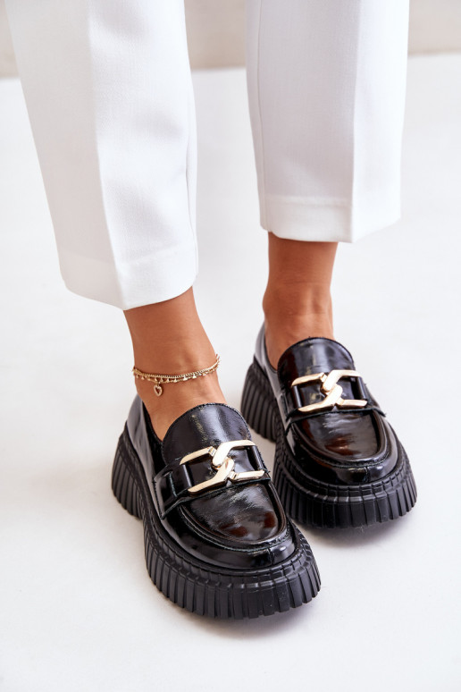 Zazoo 20176 su lako efektu batai moteriški mokasinai Pagaminta iš natūralios odos juodos spalvos