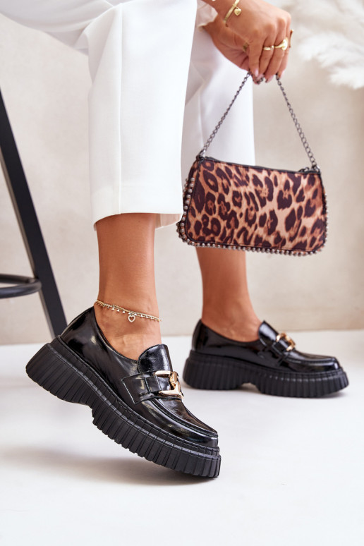 Zazoo 20176 su lako efektu batai moteriški mokasinai Pagaminta iš natūralios odos juodos spalvos