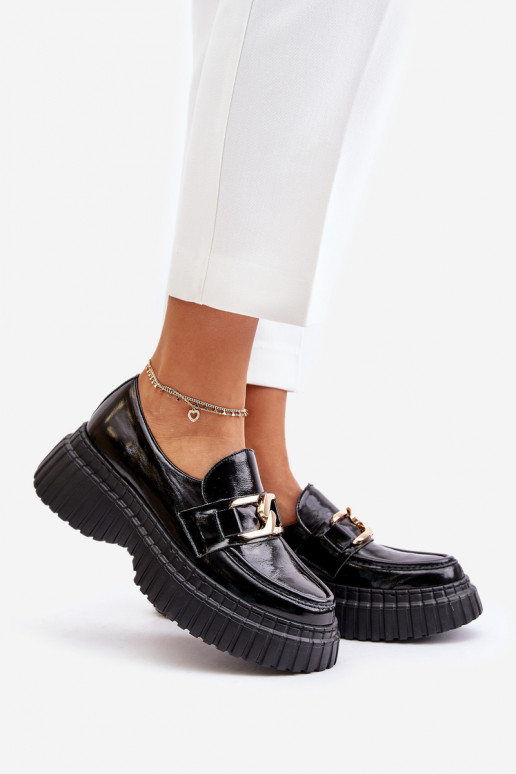 Zazoo 20176 su lako efektu batai moteriški mokasinai Pagaminta iš natūralios odos juodos spalvos