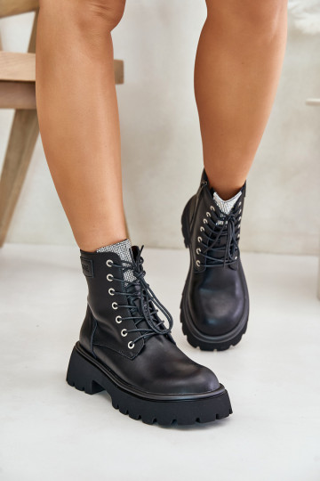 pašiltinti Oda Darbiniai kulkšnies batai Moteriškas su tviskančiomis akutėmis GOE OO2N4125 juodos spalvos 2