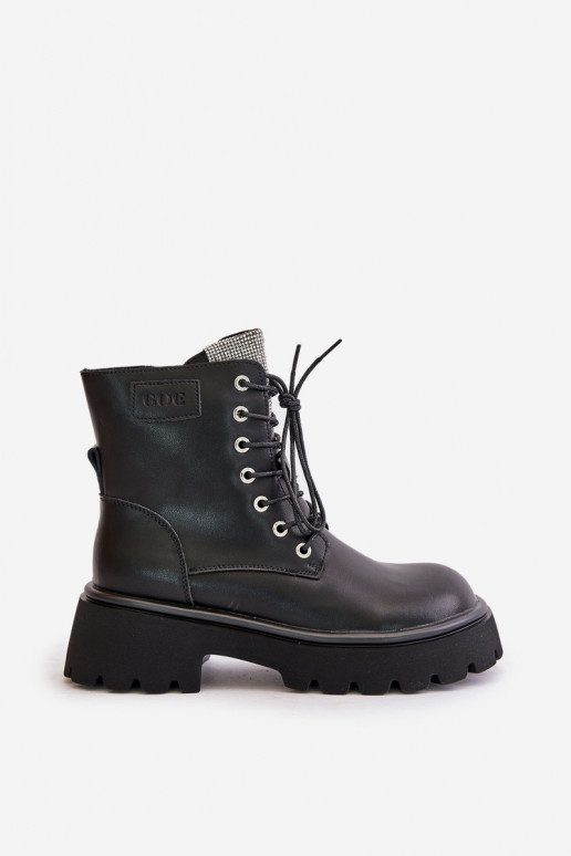 pašiltinti Oda Darbiniai kulkšnies batai Moteriškas su tviskančiomis akutėmis GOE OO2N4125 juodos spalvos pašiltinti Oda Darbiniai kulkšnies batai Moteriškas su tviskančiomis akutėmis GOE OO2N4125 juodos spalvos