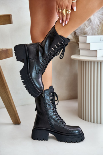 Oda Darbiniai kulkšnies batai Moteriškas pašiltinti GOE OO2N4121 juodos spalvos