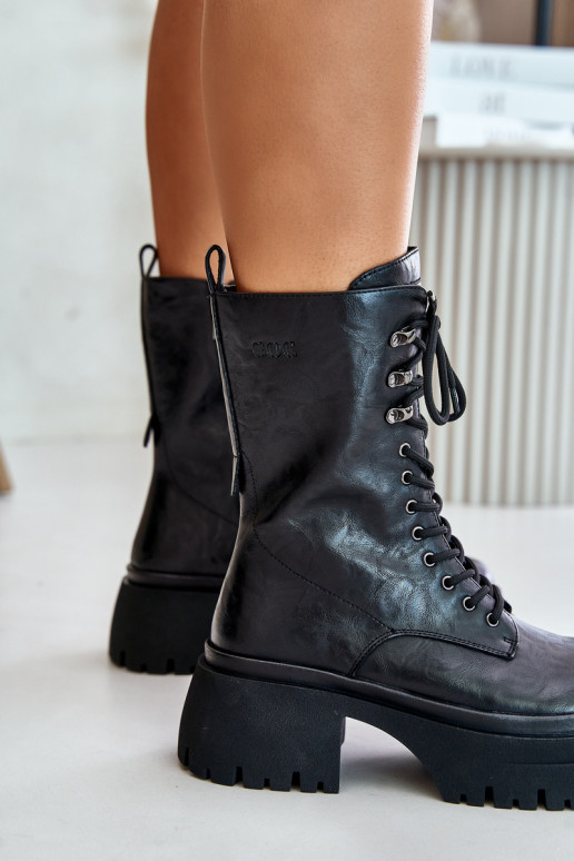 Oda Darbiniai kulkšnies batai Moteriškas pašiltinti GOE OO2N4121 juodos spalvos