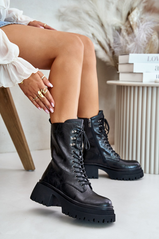 Oda Darbiniai kulkšnies batai Moteriškas pašiltinti GOE OO2N4121 juodos spalvos