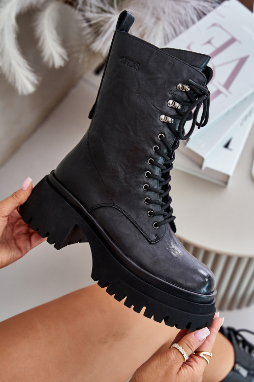 Oda Darbiniai kulkšnies batai Moteriškas pašiltinti GOE OO2N4121 juodos spalvos