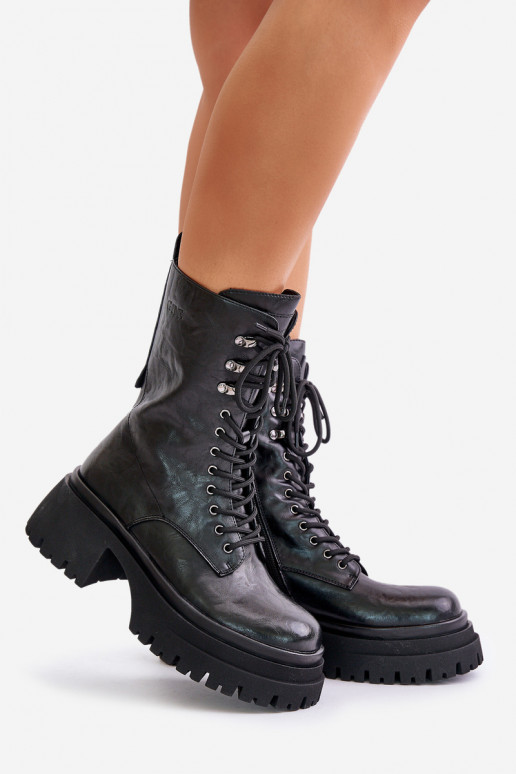 Oda Darbiniai kulkšnies batai Moteriškas pašiltinti GOE OO2N4121 juodos spalvos