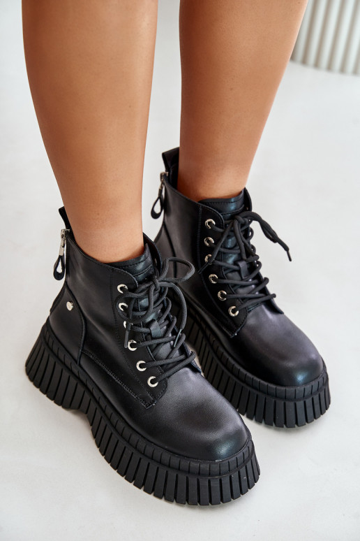 pašiltinti Oda Aulinukai batai su madingais masyviais padais GOE OO2N4126 juodos spalvos