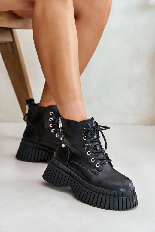 pašiltinti Oda Aulinukai batai su madingais masyviais padais GOE OO2N4126 juodos spalvos