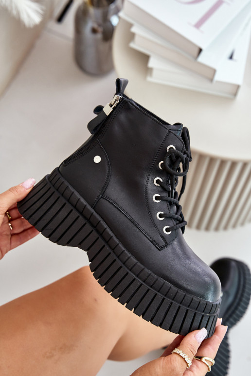 pašiltinti Oda Aulinukai batai su madingais masyviais padais GOE OO2N4126 juodos spalvos