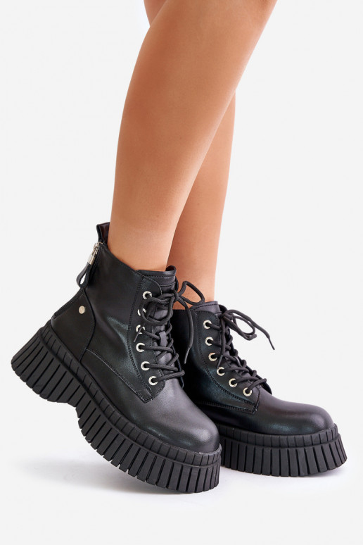 pašiltinti Oda Aulinukai batai su madingais masyviais padais GOE OO2N4126 juodos spalvos