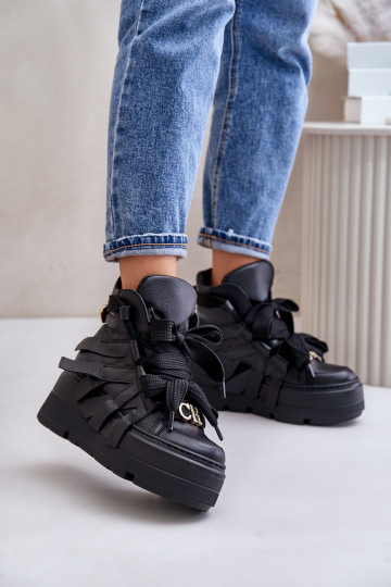Oda Sneakers modelio batai Moteriškas su platforma CheBello 4561 juodos spalvos 2