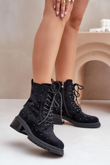 Dekoruotos Darbiniai kulkšnies batai Moteriškas pašiltinti D&A MR880-017 juodos spalvos