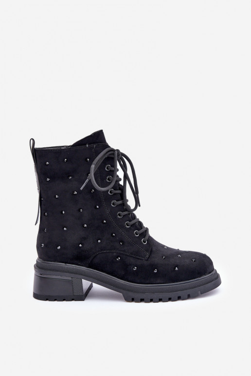 Dekoruotos Darbiniai kulkšnies batai Moteriškas pašiltinti D&A MR880-017 juodos spalvos Dekoruotos Darbiniai kulkšnies batai Moteriškas pašiltinti D&A MR880-017 juodos spalvos